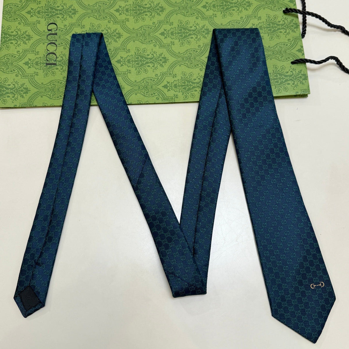 Gucci Style Men's Tonal GG Jacquard Silk Tie