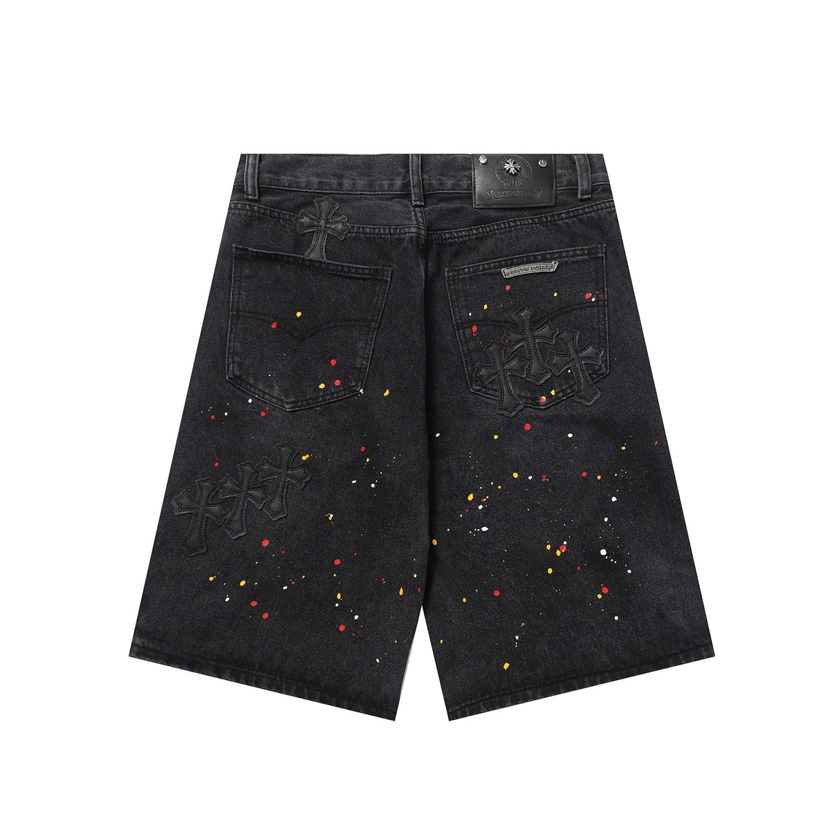 Chrome Hearts Cross Patch Embroidered & Hand-Painted Denim Shorts 9927